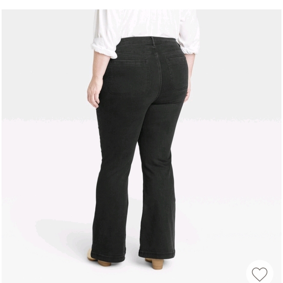 NWT Knox Rose- High Rise The Anywhere Flare Jeans Black Denium - Picture 2 of 2